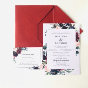 Invitacion floral con sobre
